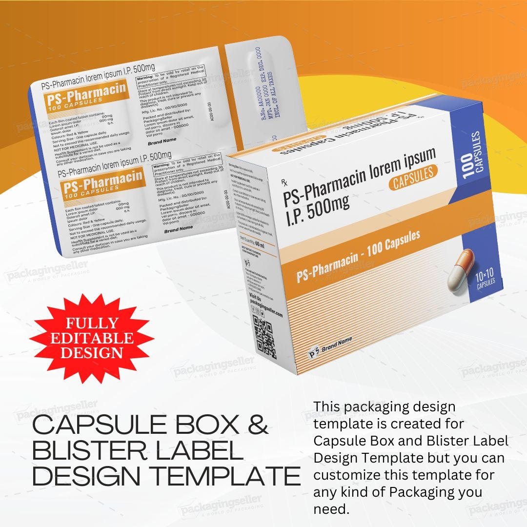 Capsule Box and Blister Design Template PS315 - Image 2