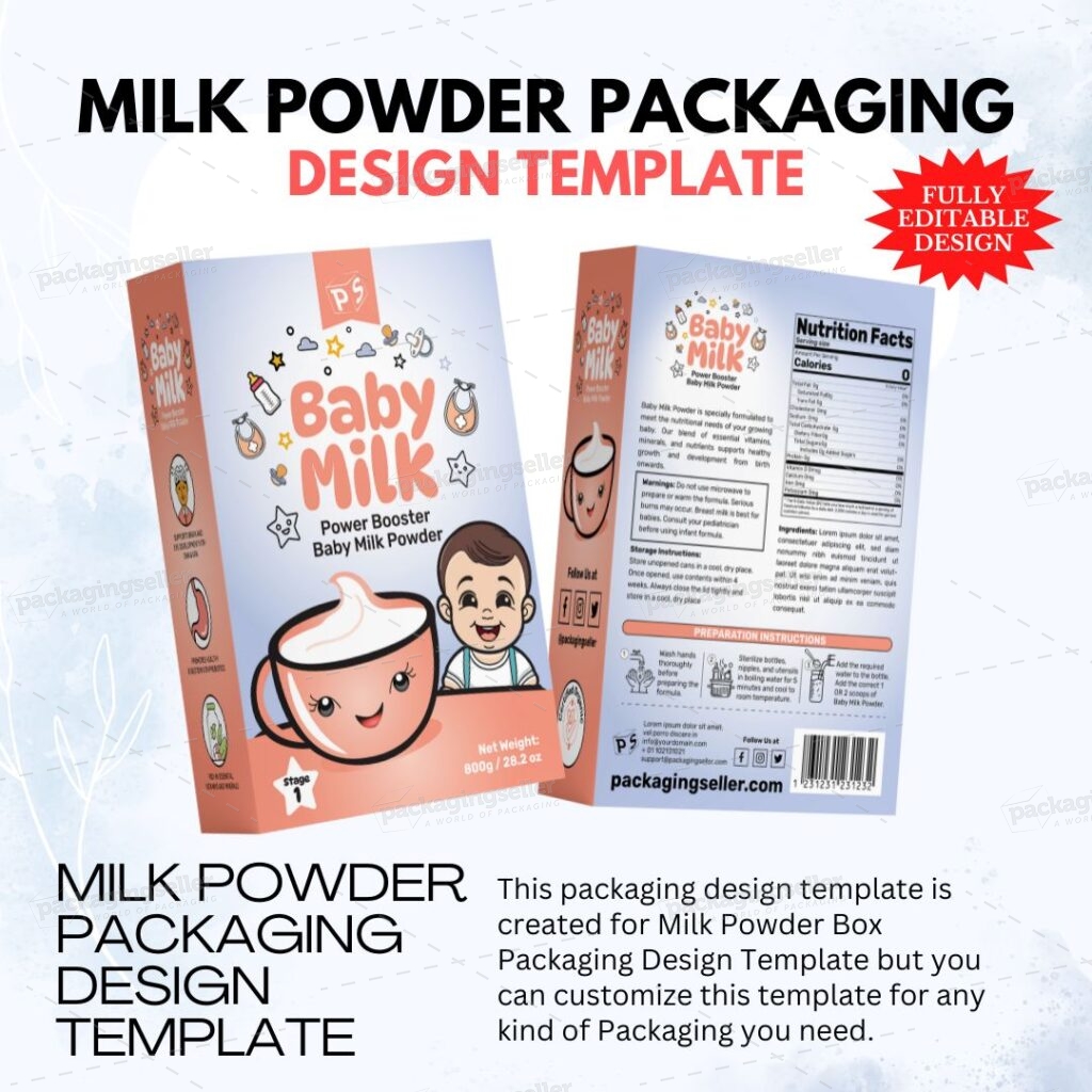 Baby Milk Powder Box Design Template PS326 - PackagingSeller.com
