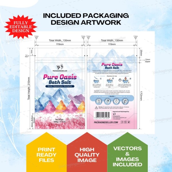 Bath Salt Bag Packaging Design Template PS323 - Image 3