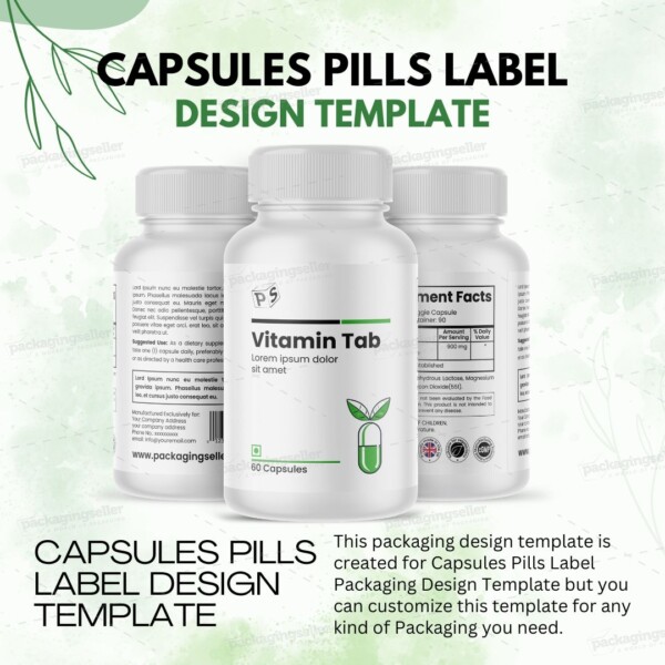 Capsules Pills Label Design Template PS322 - Image 2