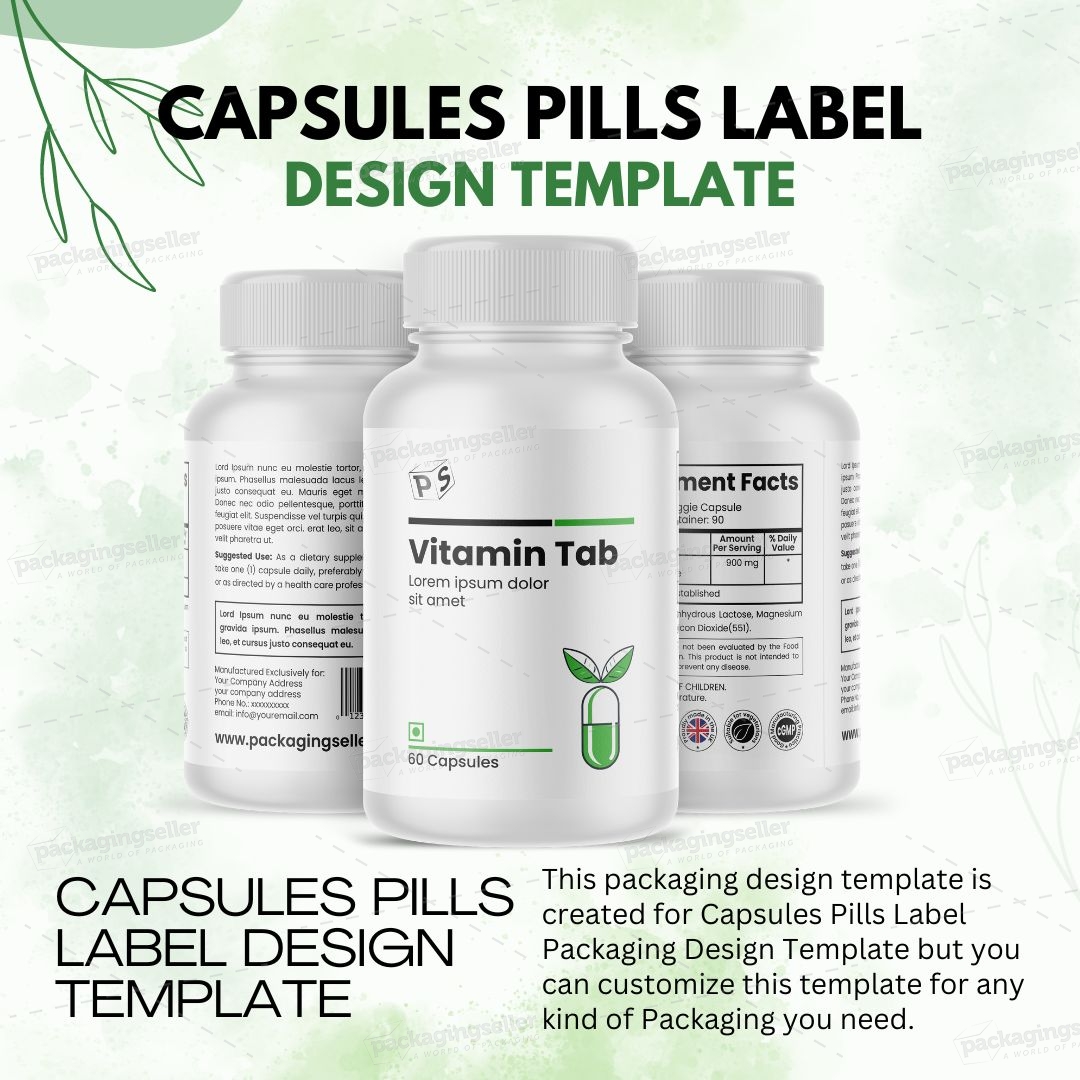 Capsules Pills Label Design Template PS322 - Image 2