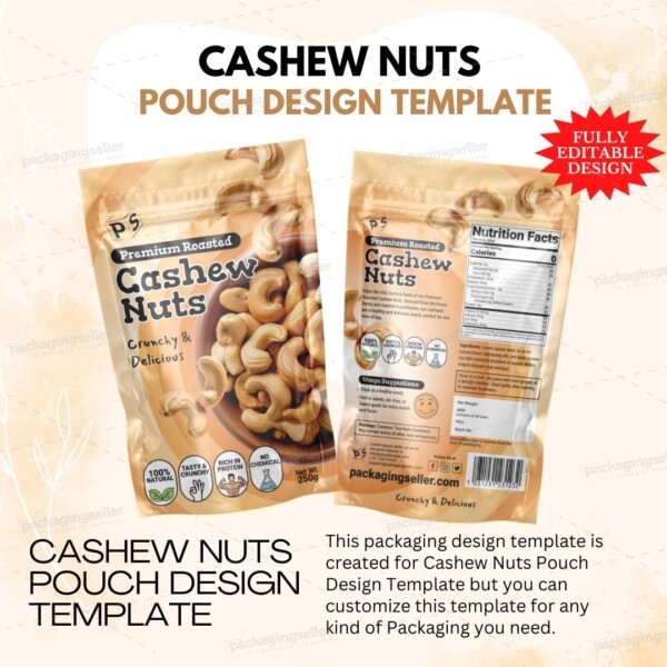 Cashew Nut Pouch Packaging Design Template PS329 - Image 2