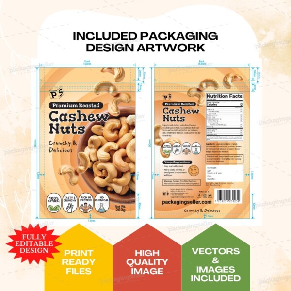 Cashew Nut Pouch Packaging Design Template PS329 - Image 3