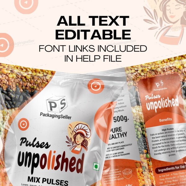 Pulses Food Bag Packaging Design Template PS321 - Image 6
