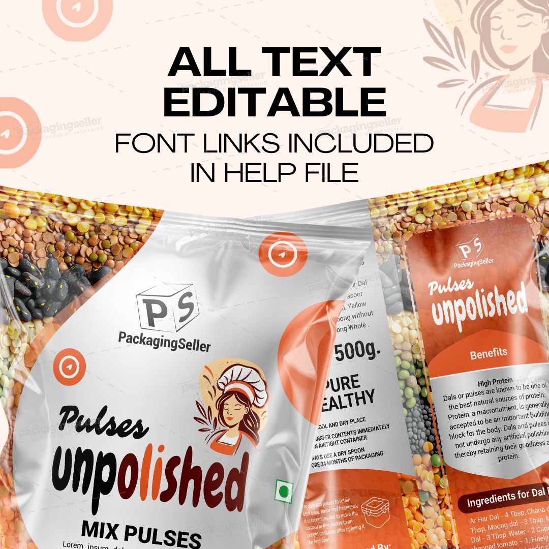 Pulses Food Bag Packaging Design Template PS321 - Image 6