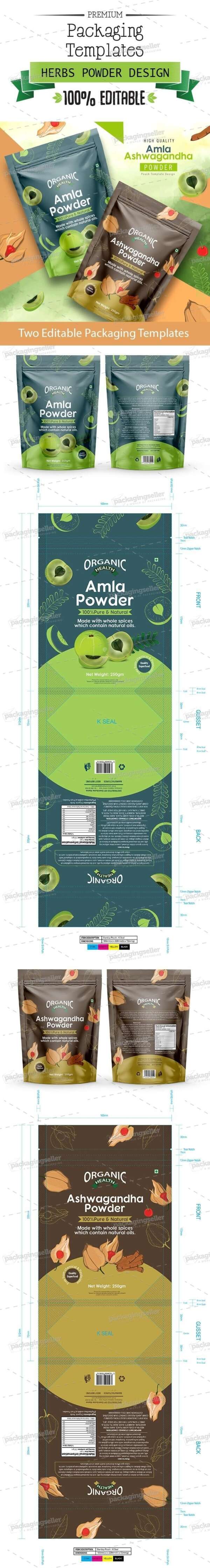 Herbs Powder Packaging Design Template (JI- 68)