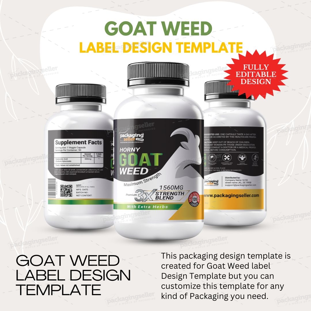 Horny Goat Weed Supplement label Design PS351 - Image 2