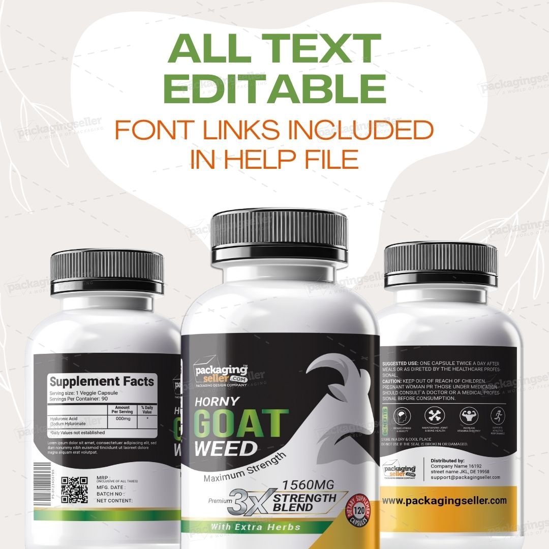 Horny Goat Weed Supplement label Design PS351 - Image 6